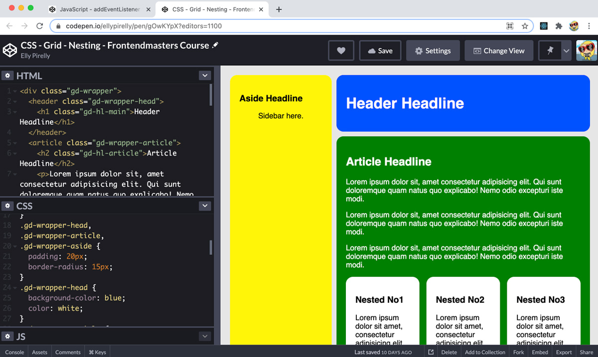 desktop screenshot of a simple CSS Grid example