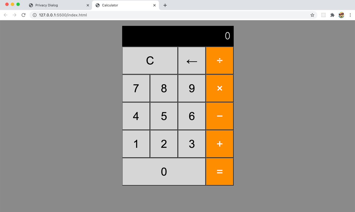 desktop screenshot of the project 'simple calculator'