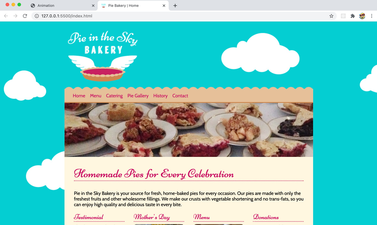 desktop screenshot of the website 'pie gallery', homepage